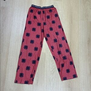 Lucky Brand Red Lounge Pants with Dark Navy Clover Design L 10/12